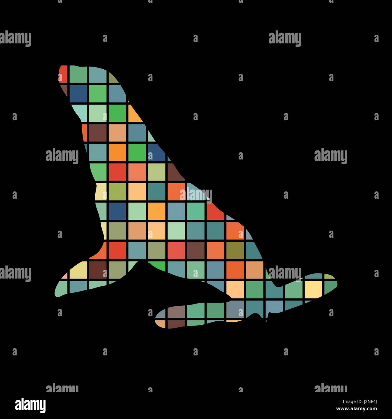 Phoca nautica silhouette colore animale. Illustrazione Vettoriale