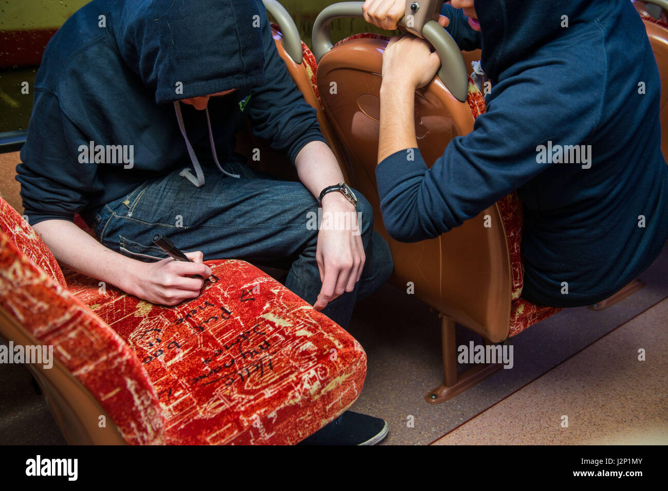 Autobus Lothian, Anti sociale sparare Foto Stock