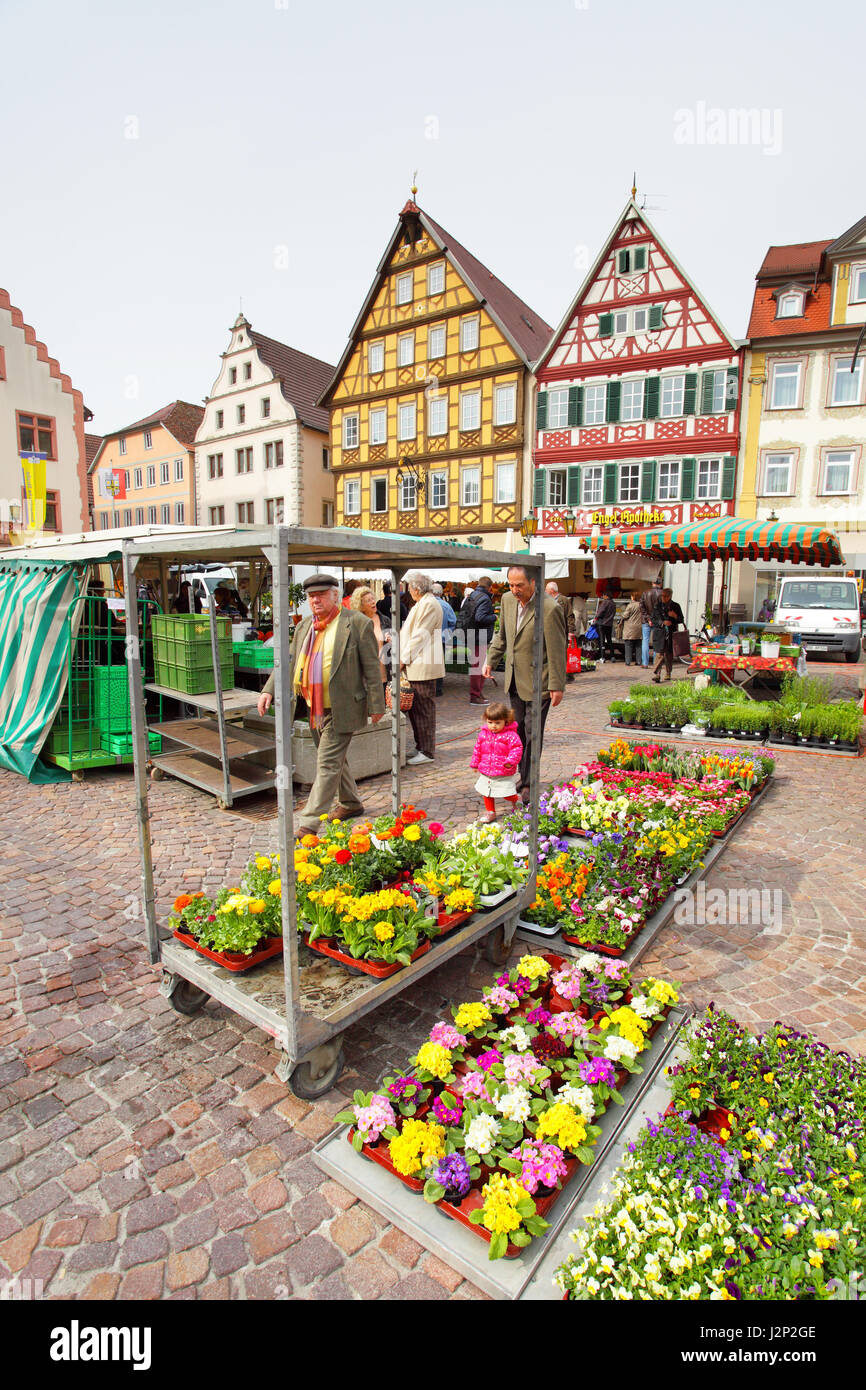 Bad Mergentheim, Germania - 23 Aprile 2013: luogo di mercato di Bad Mergentheim città in Germania Foto Stock