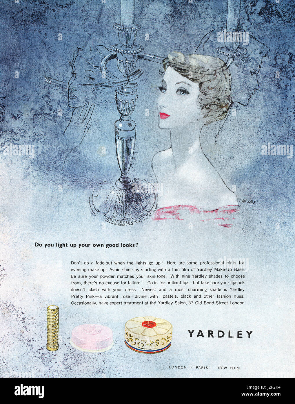 1950 British pubblicità per Yardley cosmetici. Foto Stock