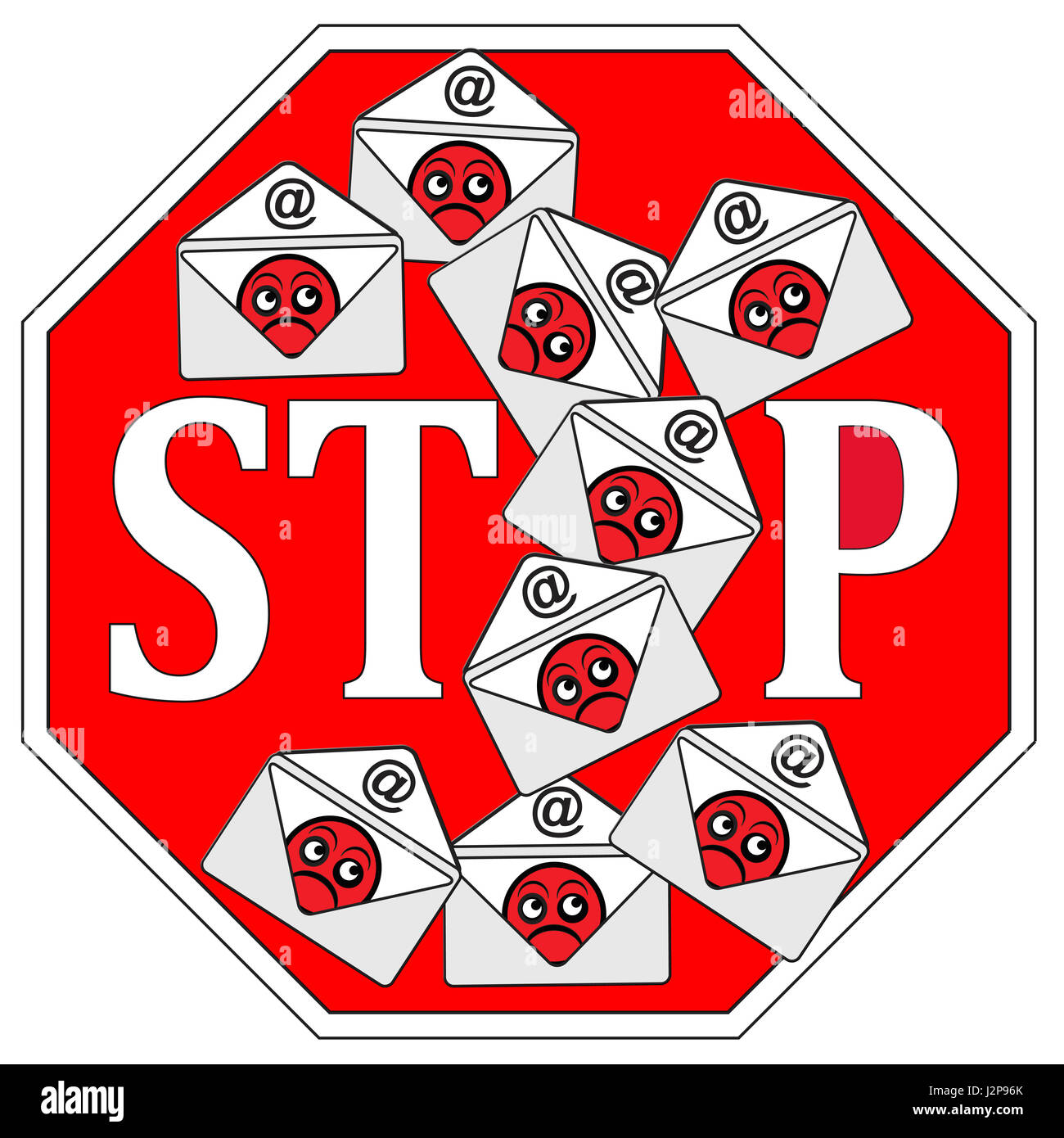 Appello a non inviare messaggi di posta elettronica dannosi su internet Foto Stock