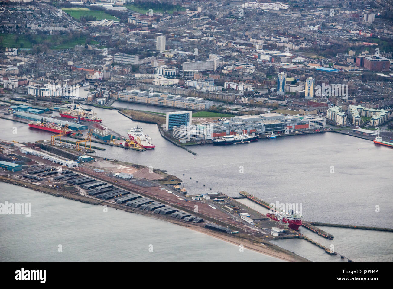 Edimburgo orientale, Leith Docks, Ocean Terminal, governante scozzese, , Vista aerea, GV, Forth Ports Foto Stock