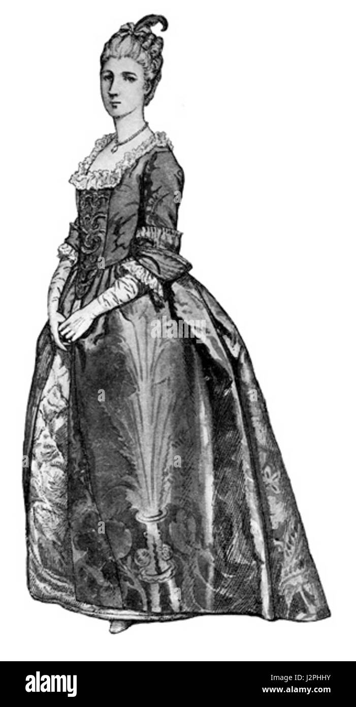 Abito coloniale: COLONIAL DRESS INDOSSATO IN MASSACHUSSETTS, circa 1750 Foto Stock