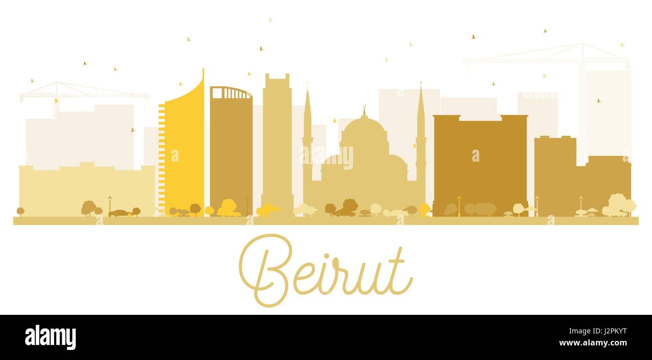 Beirut skyline della città golden silhouette. illustrazione vettoriale. semplice piatto concetto per il turismo presentazione, banner, cartellone o sito web. business travel Illustrazione Vettoriale