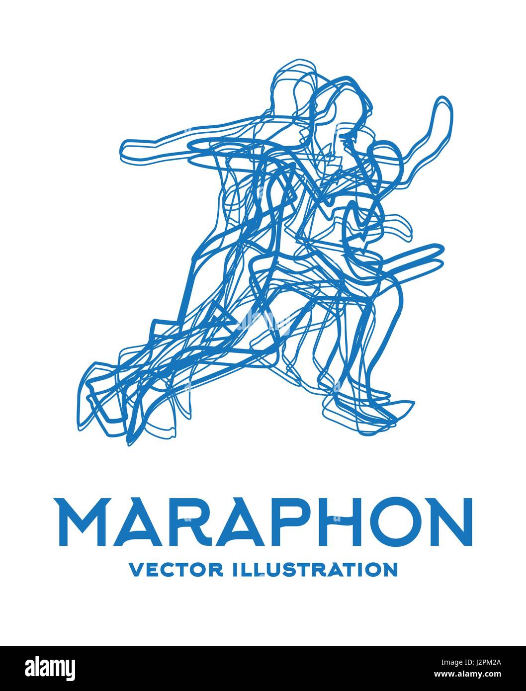 Esecuzione di persone. Concetto di maratona. Illustrazione Vettoriale. Illustrazione Vettoriale