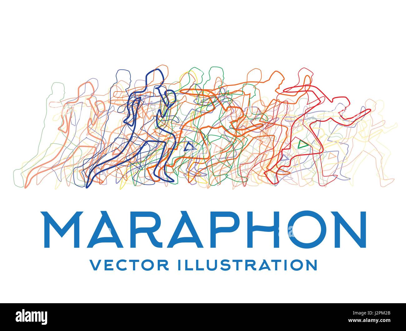Esecuzione di persone. Concetto di maratona. Illustrazione Vettoriale. Illustrazione Vettoriale