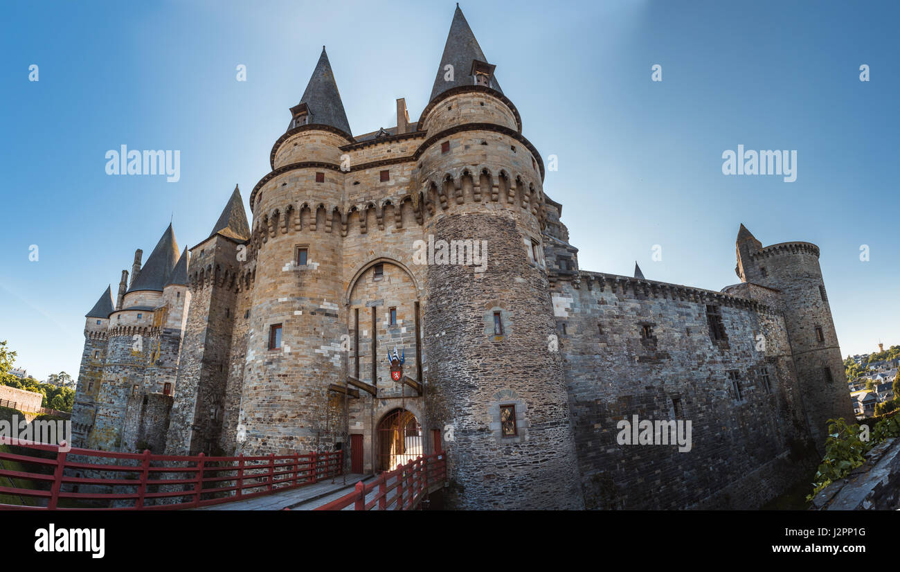 Il castello medievale di Vitre Brittany, Francia. Foto Stock