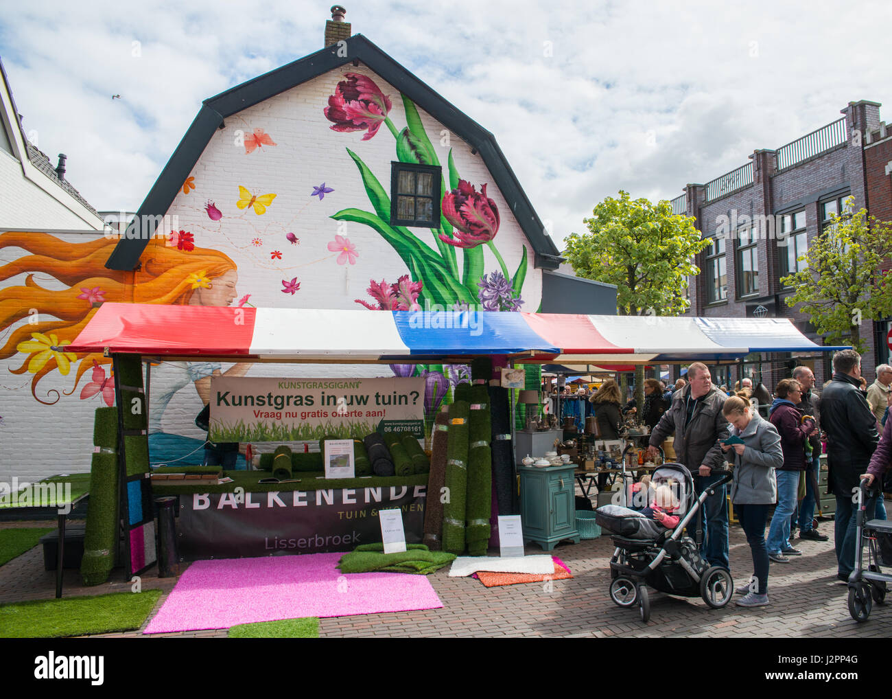 Strada del mercato di Lisse, Paesi Bassi Foto Stock