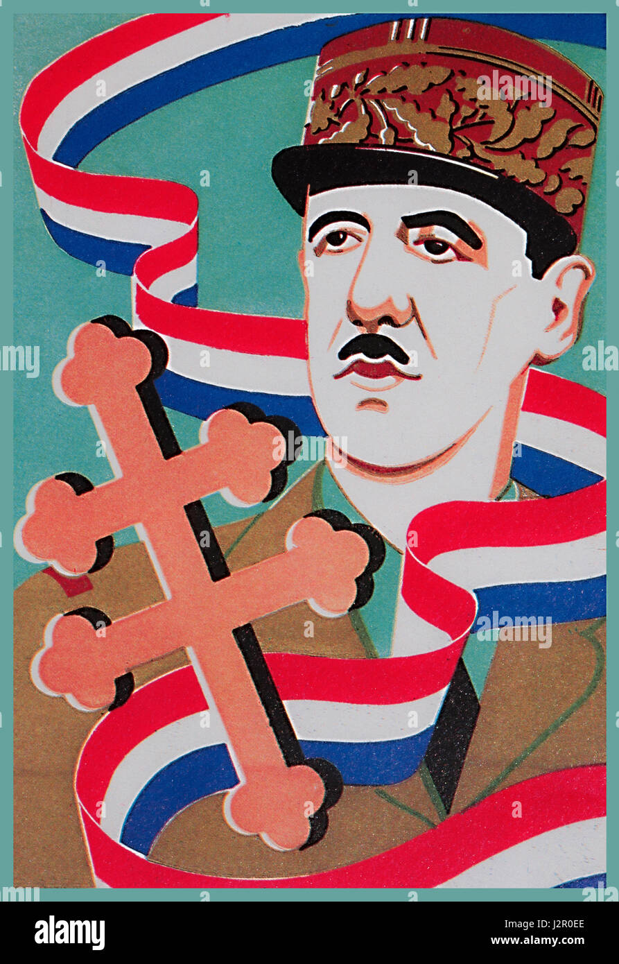 De Gaulle 1940s WW2 propaganda francese poster per il generale De