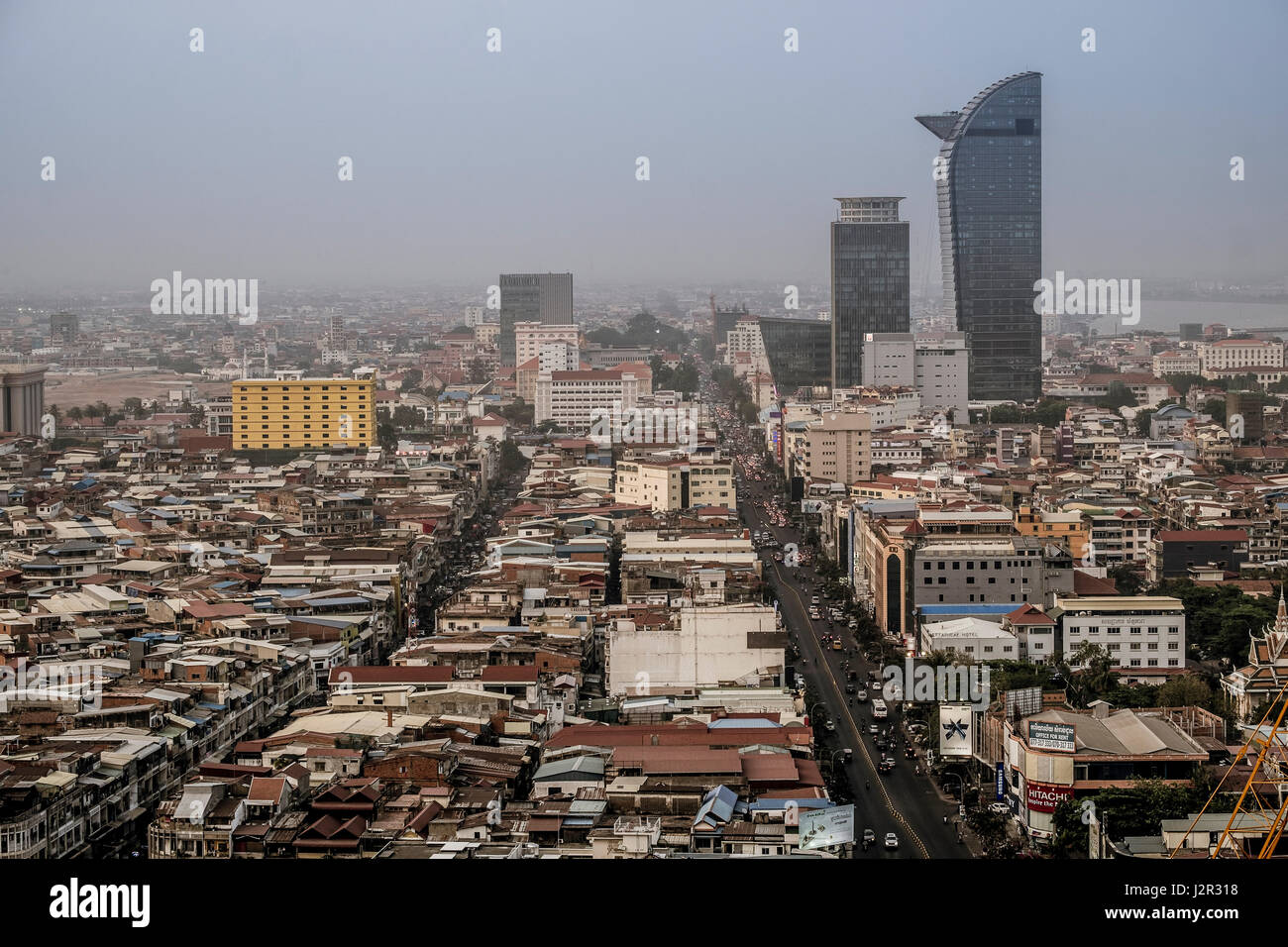 Phnom Penh city centre e sullo skyline - Cambogia il capitale Foto Stock