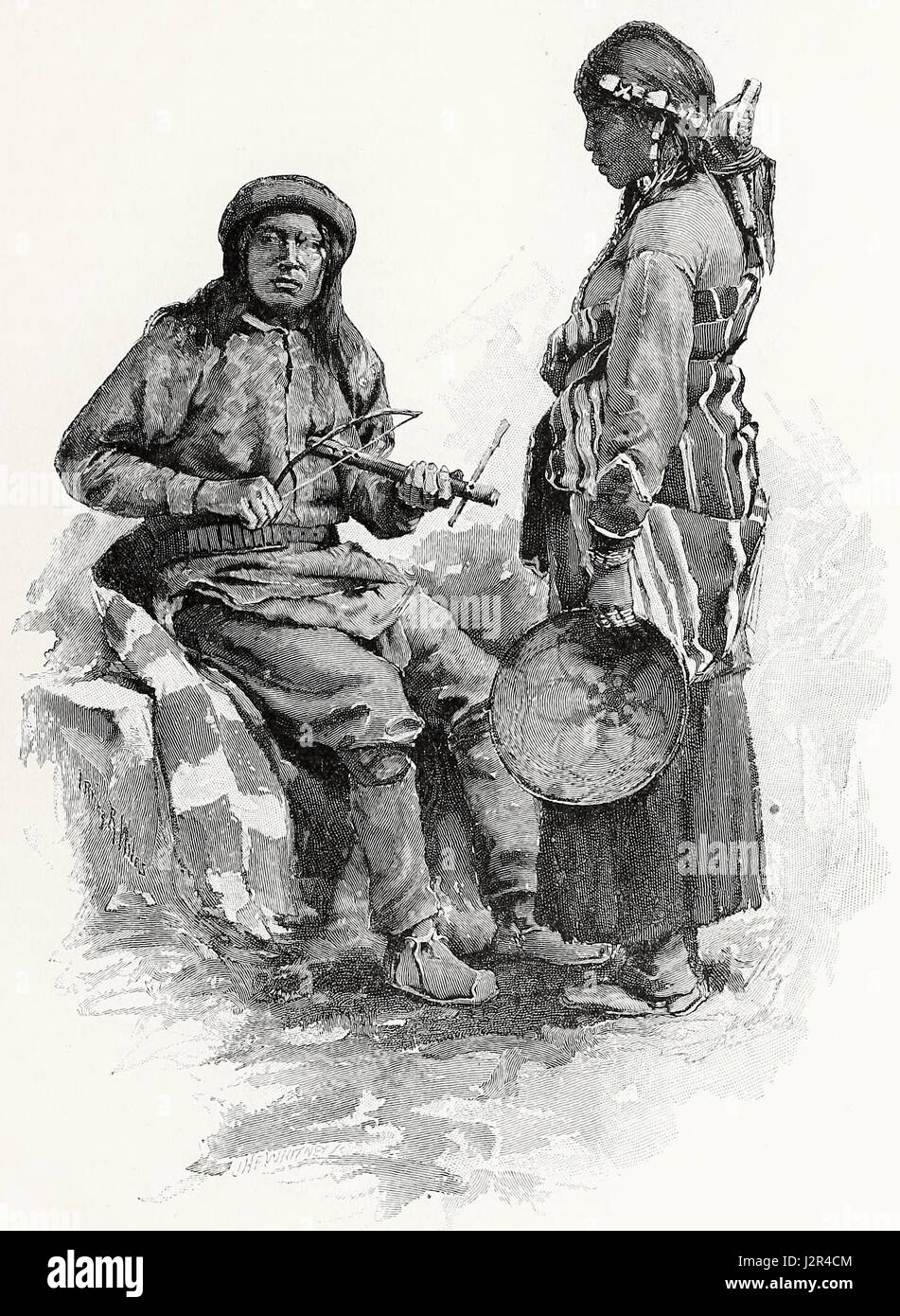 Apache Fiddler e Maiden, circa 1886 Foto Stock