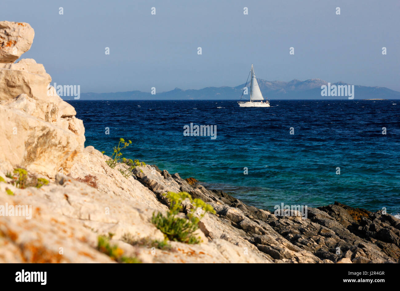 Barca a vela vela in Croazia Foto Stock