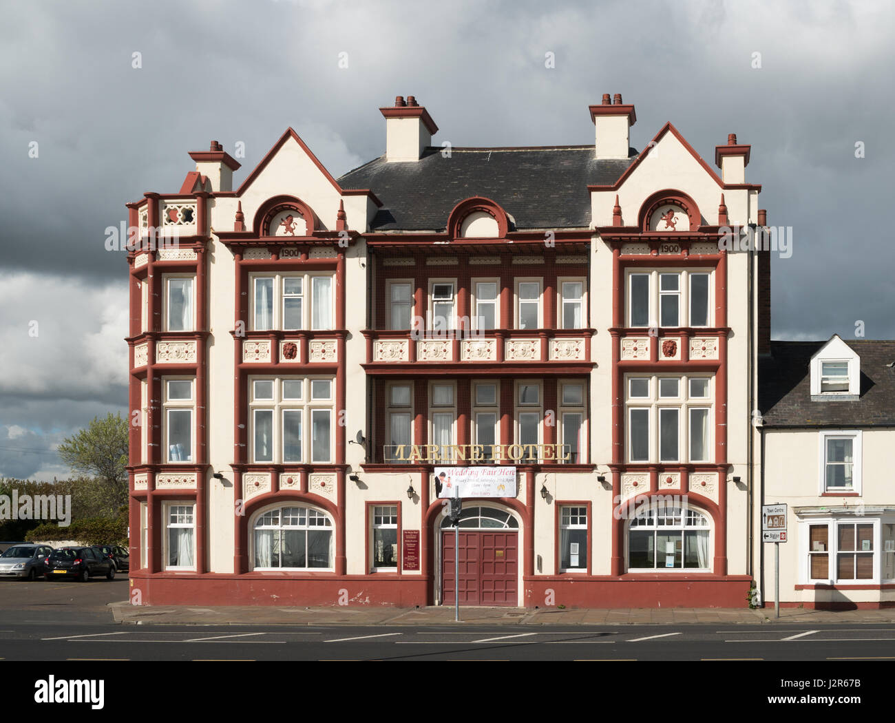 Il Marine Hotel, Seaton Carew lungomare, Hartlepool, England, Regno Unito Foto Stock
