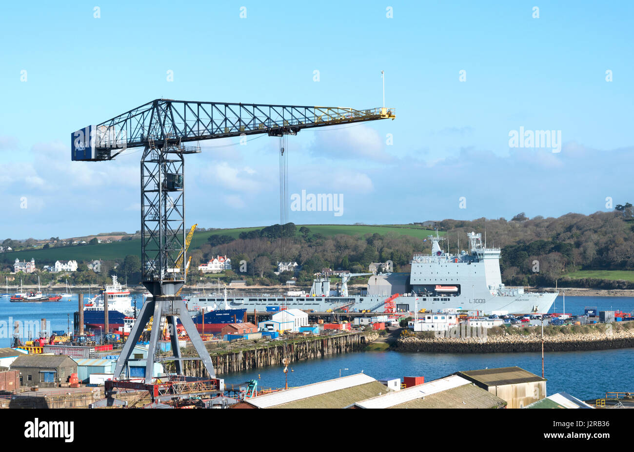 Pendennis Shipyard a Falmouth docks in Cornovaglia, Inghilterra, Regno Unito. Foto Stock