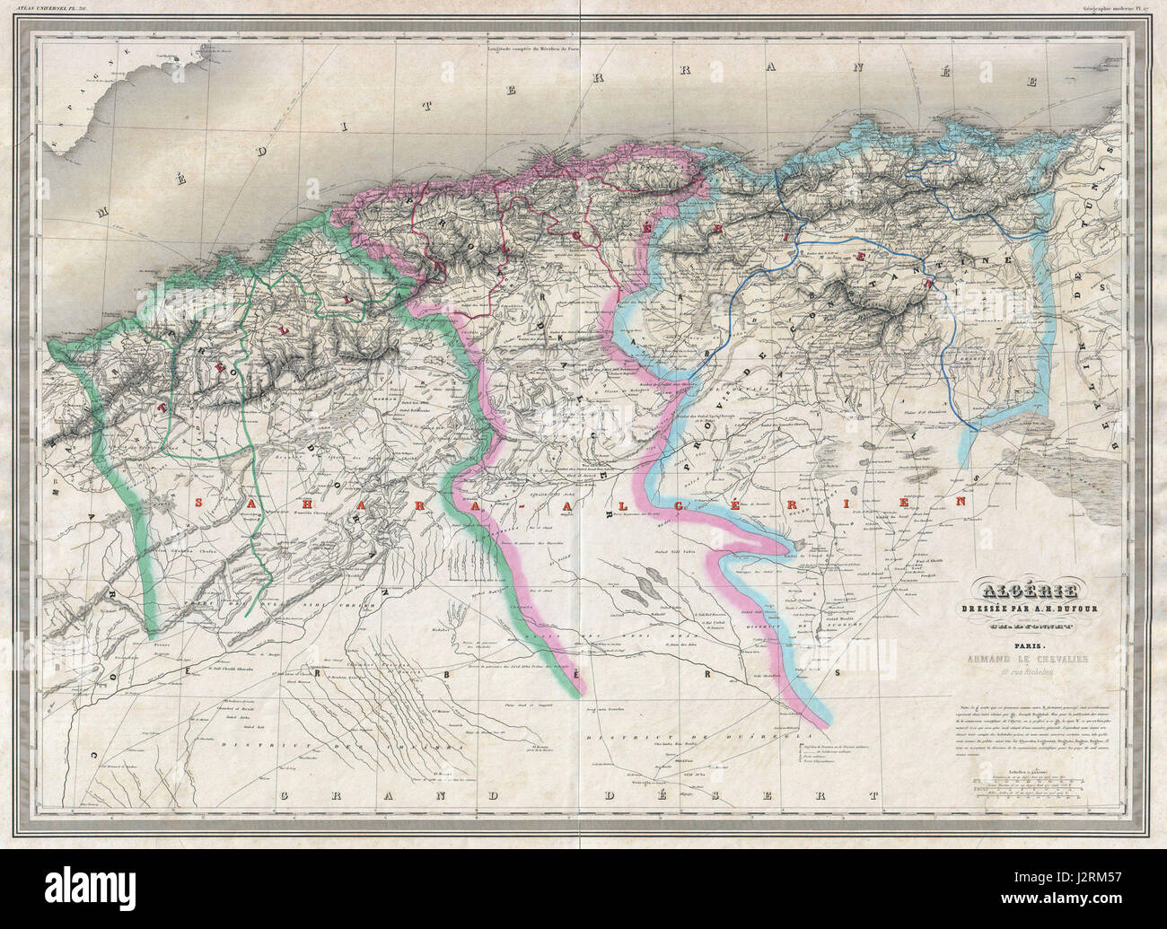 1857 Dufour Map di Algeria - Geographicus - Algerie-dufour-1857 Foto Stock