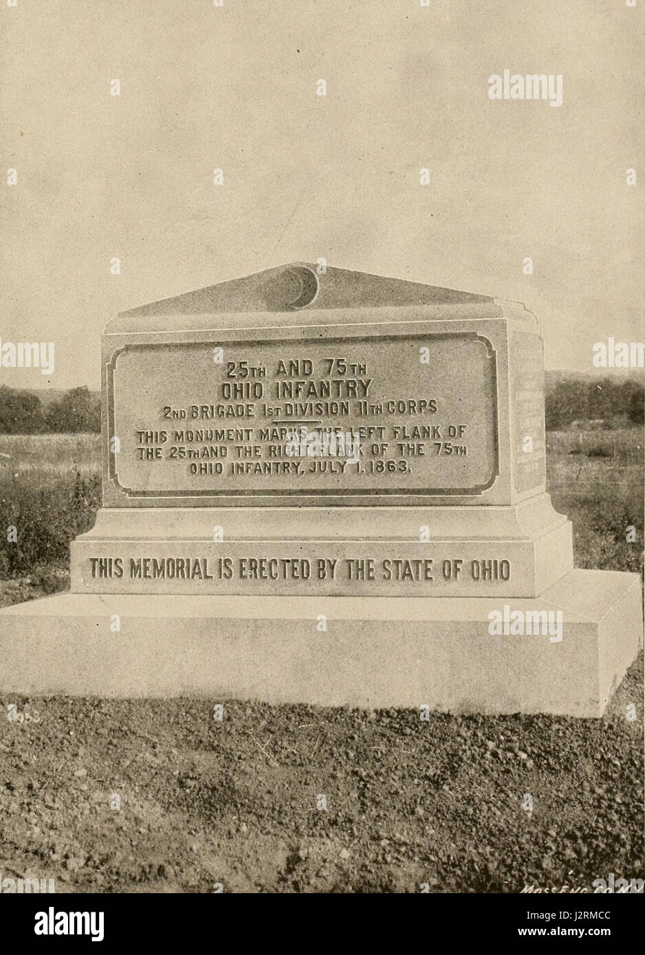 Questa immagine si riferisce a una rappresentazione storica del 25th e 75th Ohio Infantry Regiments durante la guerra di secessione americana. Mostra il coinvolgimento dei reggimenti in importanti battaglie o campagne militari. Foto Stock