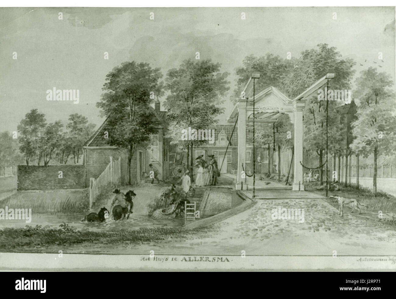 Aart. Schouman - Het Huys te Allersma, 1772 Foto Stock