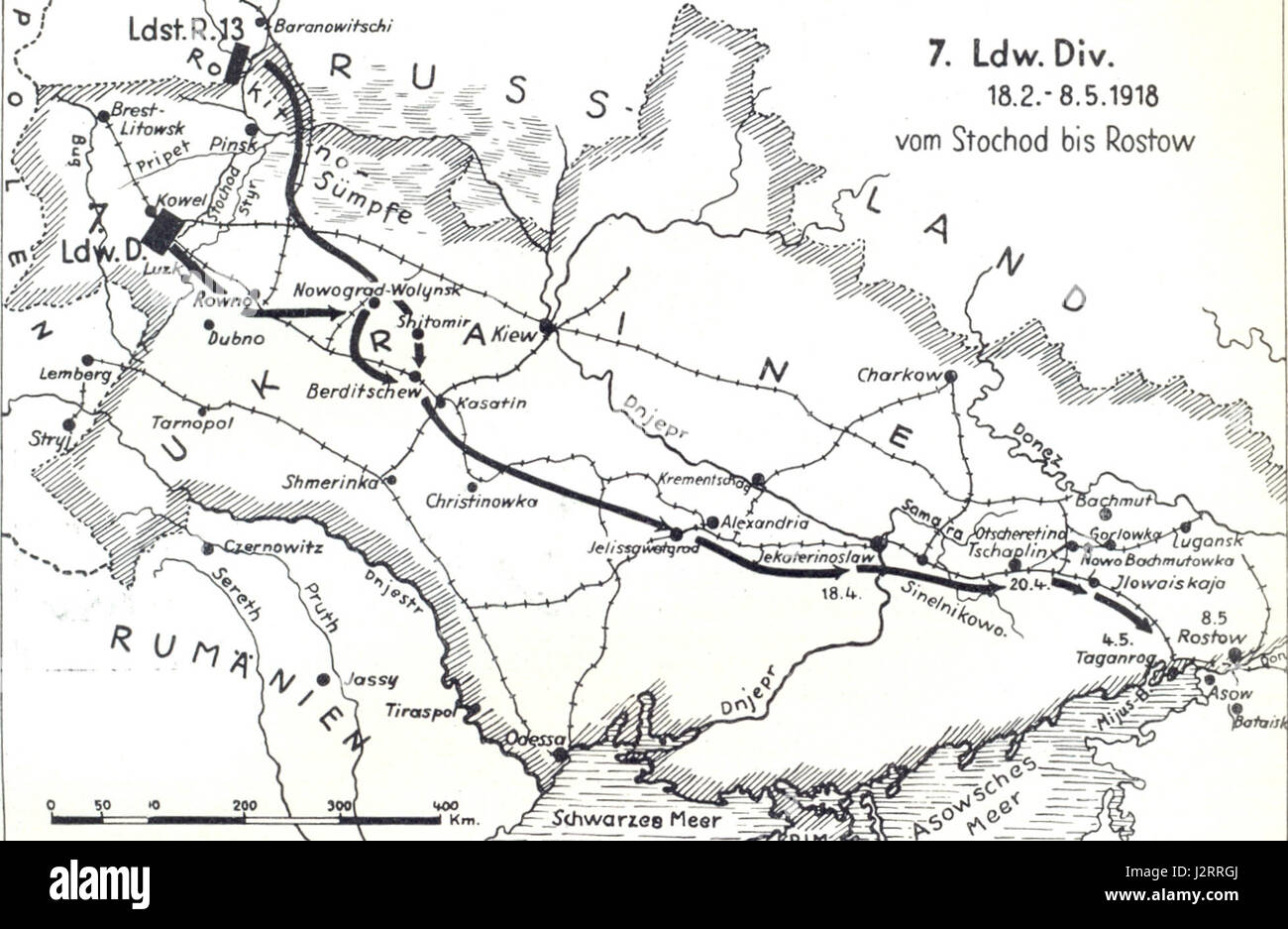 7.Ldw.Div 1918 in der Ucraina Foto Stock