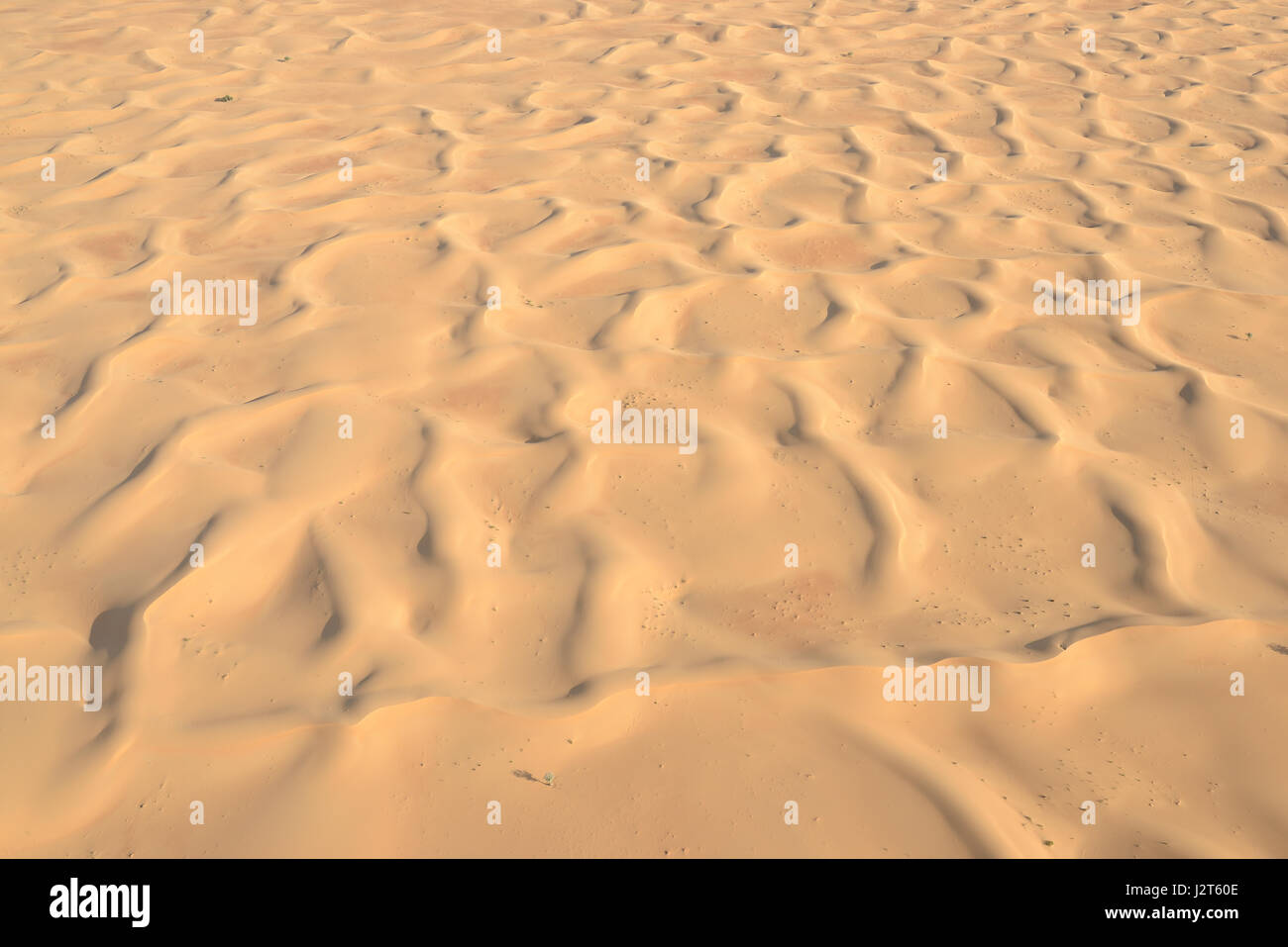 VISTA AEREA. Deserto Arabo alla luce del mattino presto. Margham, Emirato di Dubai, Emirati Arabi Uniti. Foto Stock