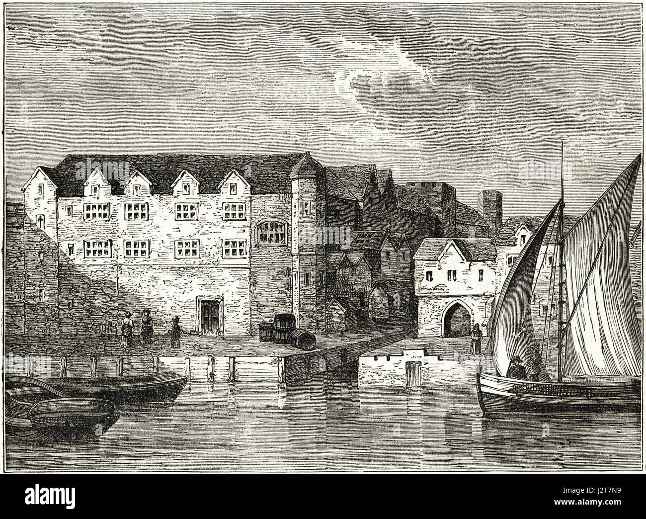 Bridewell raffigurata nel 1666 ex palazzo e la prigione costruita sulle rive del fiume flotta. Incisione vittoriano circa 1880. Foto Stock