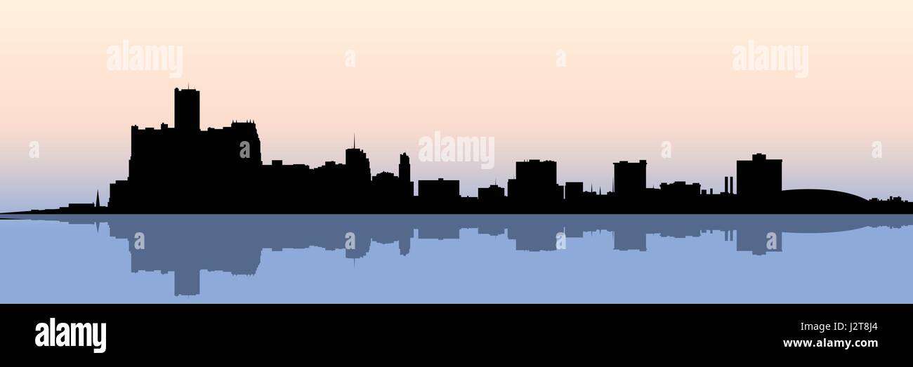 Silhouette skyline della città di Detroit, Michigan, Stati Uniti d'America. Illustrazione Vettoriale