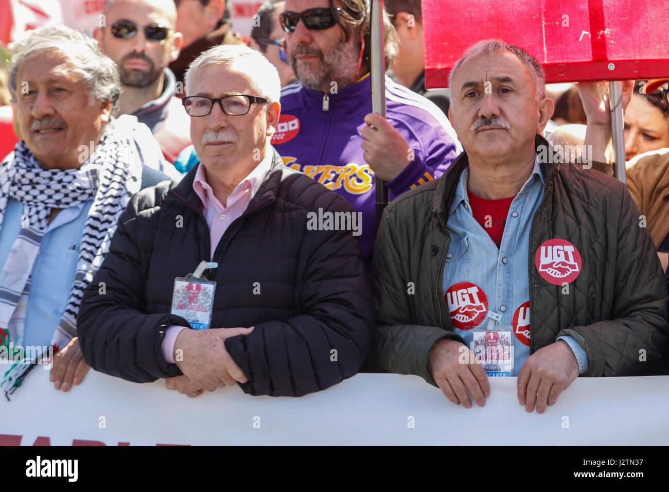 Madrid, Spagna. 01 Maggio, 2017. I politici Josep María Álvarez e Ignacio Fernández Toxo per le strade di Madrid di lunedì 1 maggio a Madrid Credito: Gtres Información más Comuniación on line,S.L./Alamy Live News Foto Stock