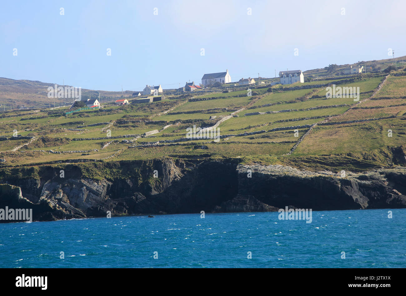Insediamento sparso sulla West Coast Cape Clear Irlanda, County Cork, Irlanda, Repubblica Irlandese Foto Stock