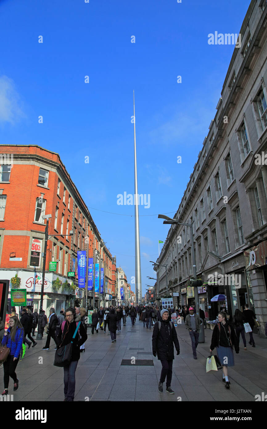 Guglia di Dublino, anche il monumento di luce, Henry Street, Dublin, Irlanda, 120 metri di altezza, Ian Ritchie Architects, 2003 Foto Stock