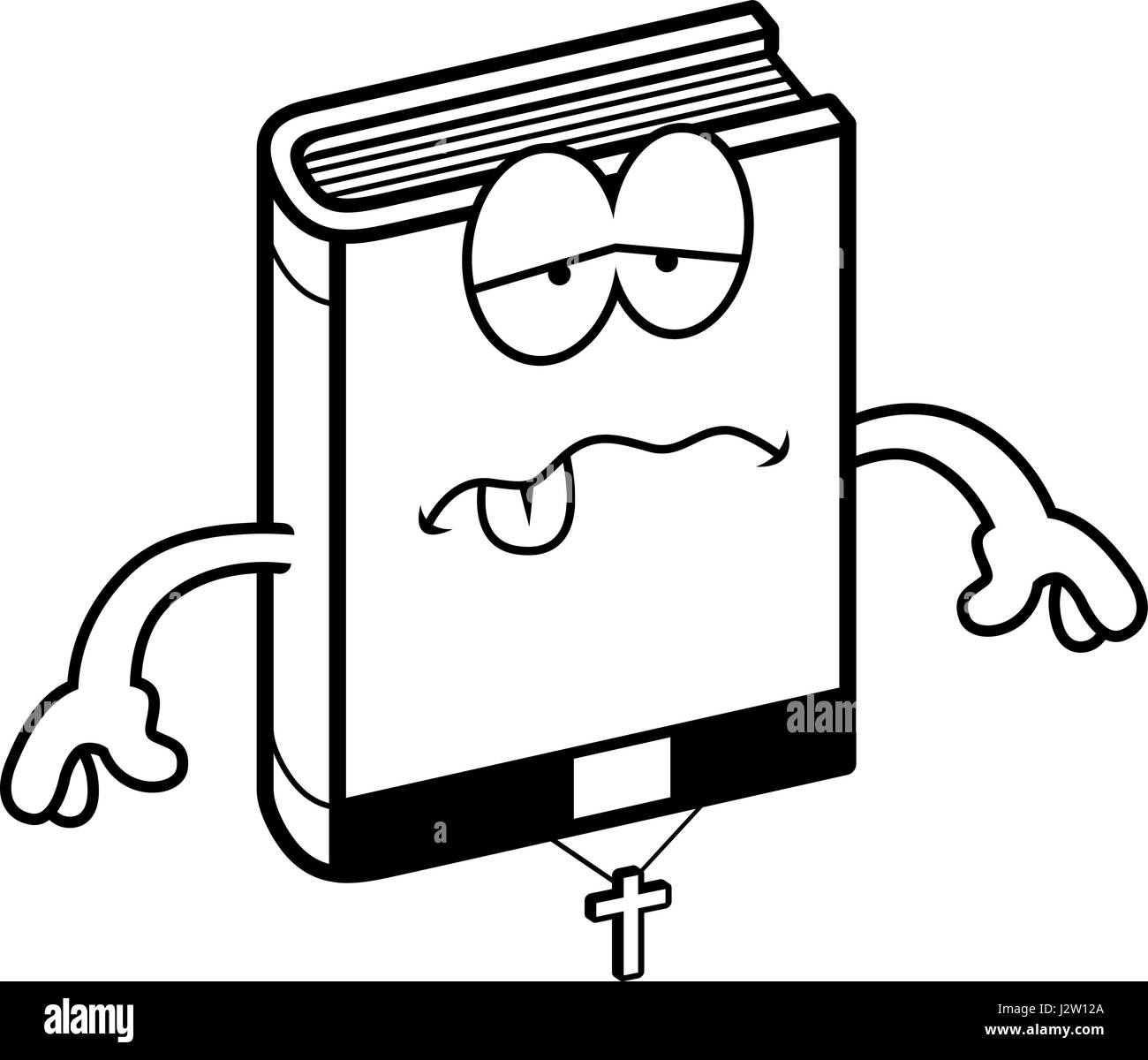 Un cartoon illustrazione di una bibbia cercando di malessere. Illustrazione Vettoriale