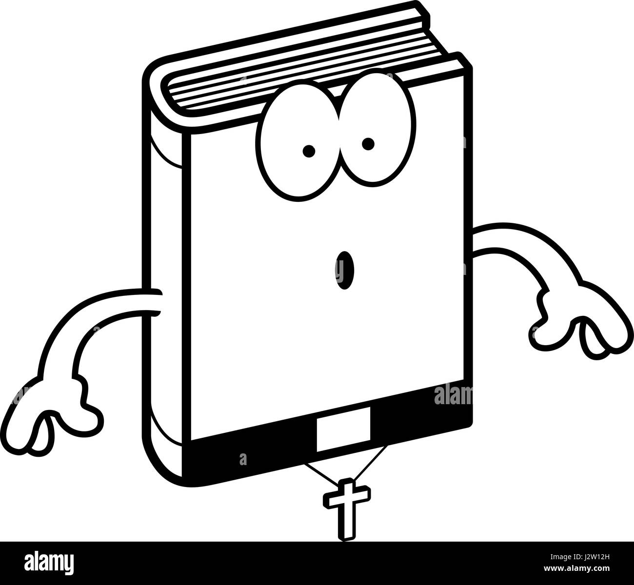 Un cartoon illustrazione di una bibbia cercando sorpreso. Illustrazione Vettoriale