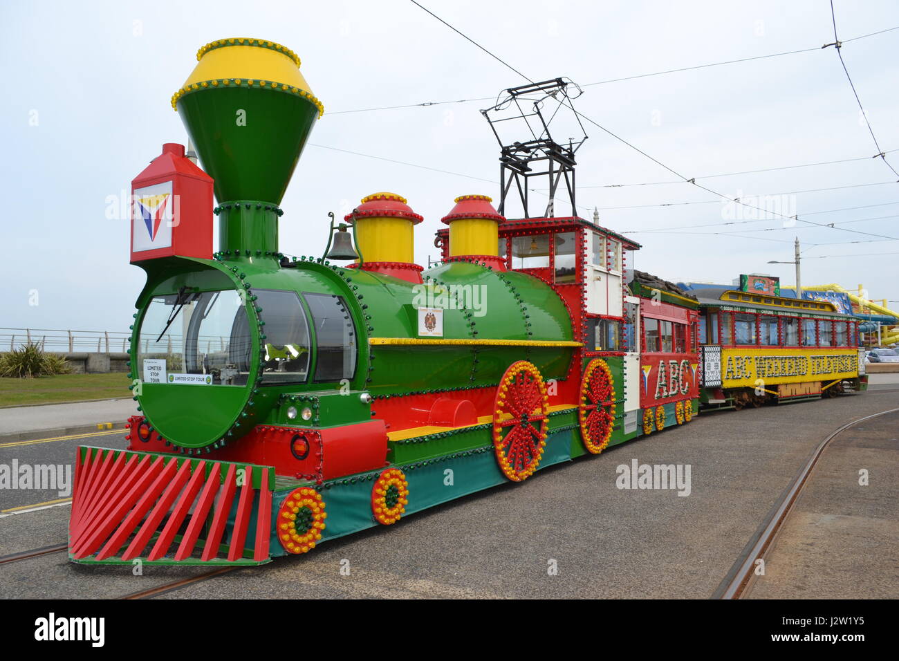 Heritage tram blackpool Foto Stock