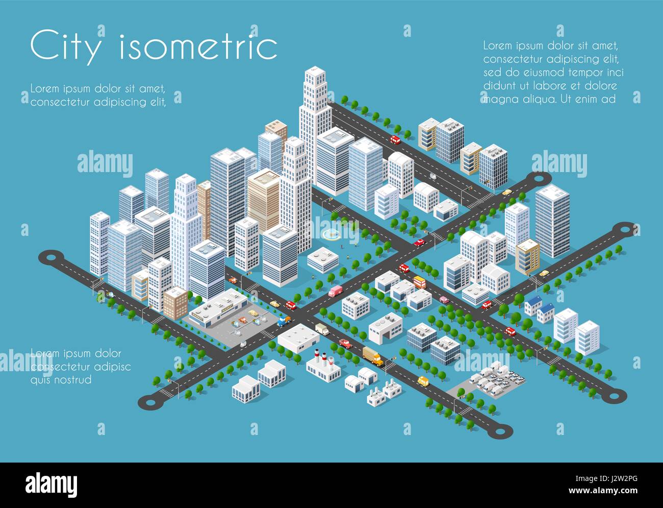 Il trasporto della città in 3D Illustrazione Vettoriale