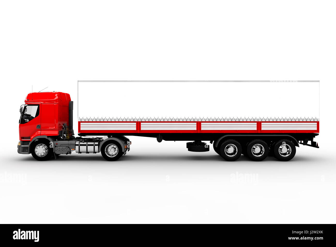 Rosso e bianco carrello di trasporto isolato su bianco Foto Stock
