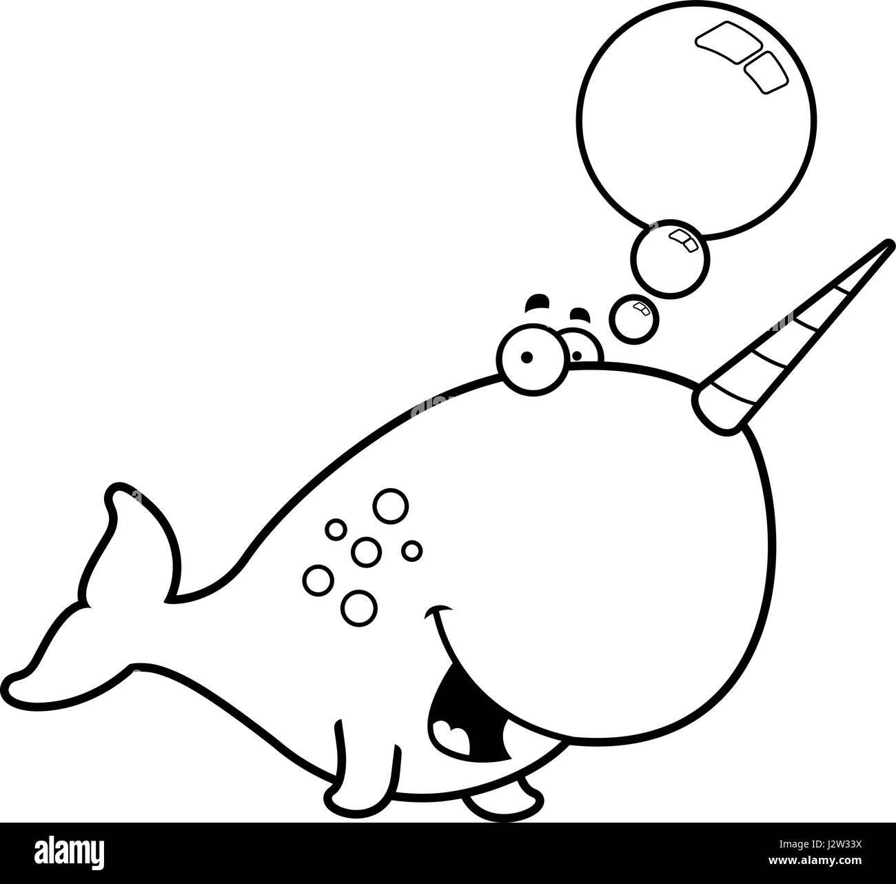 Un cartoon illustrazione di un narwhal parlando. Illustrazione Vettoriale