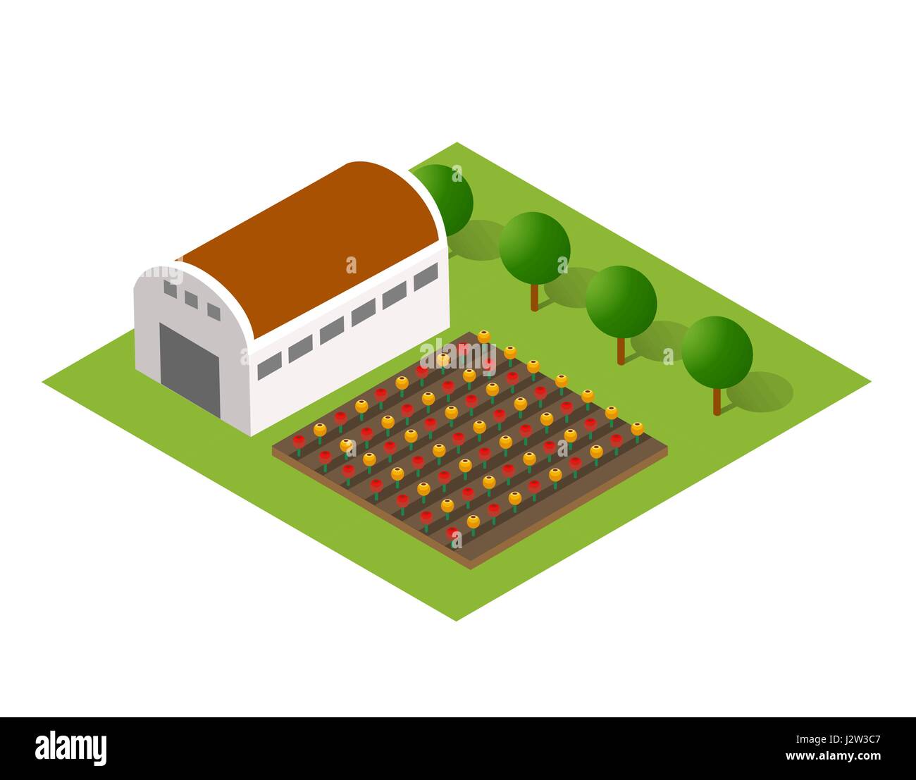 Paesaggio rurale con la natura Illustrazione Vettoriale