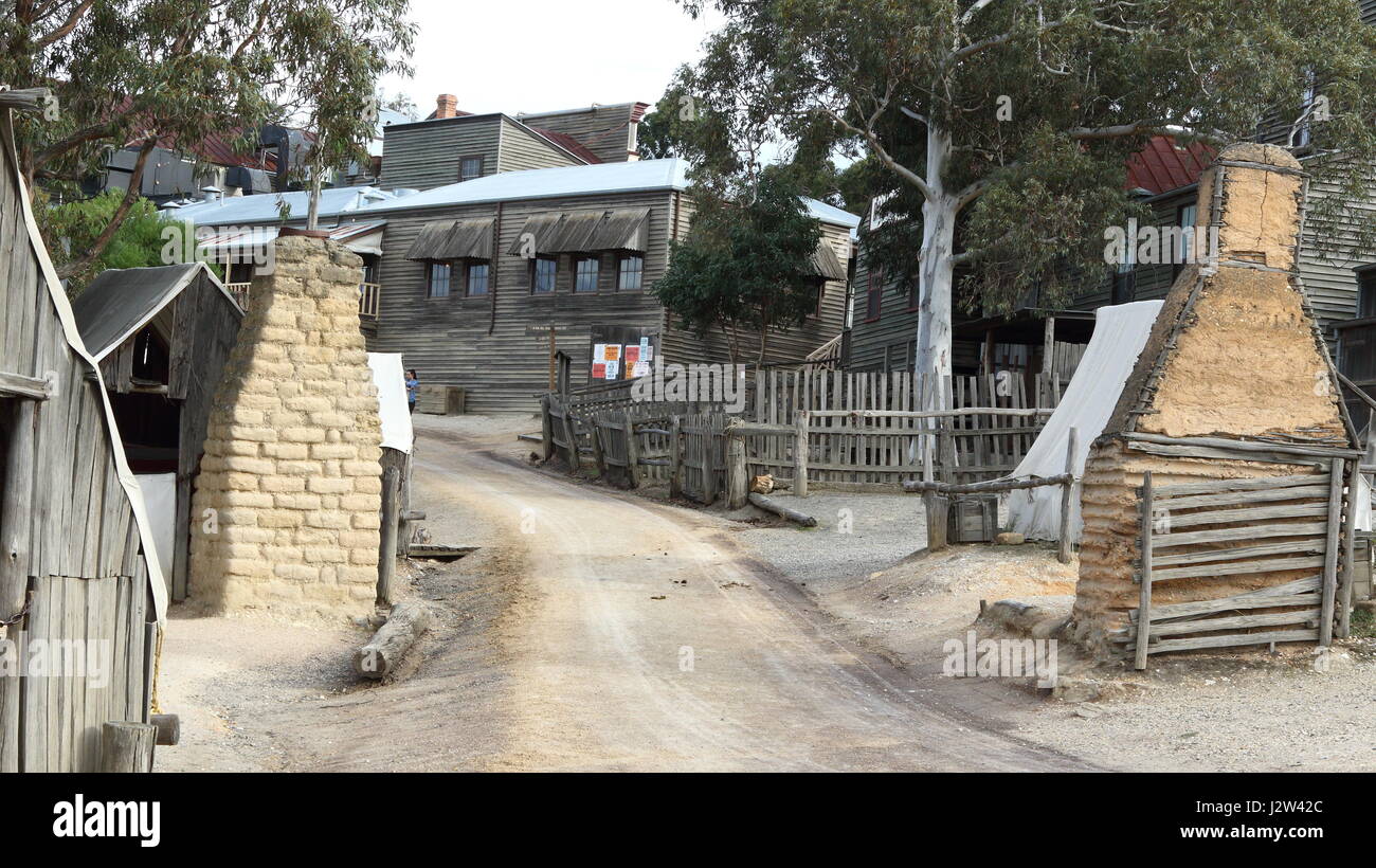 Sovereign Hill, Ballarat, Victoria. Un museo a cielo aperto e parco storico nel punto d'oro, un sobborgo di Ballarat. Sovereign Hill raffigura Ballarat's fi Foto Stock