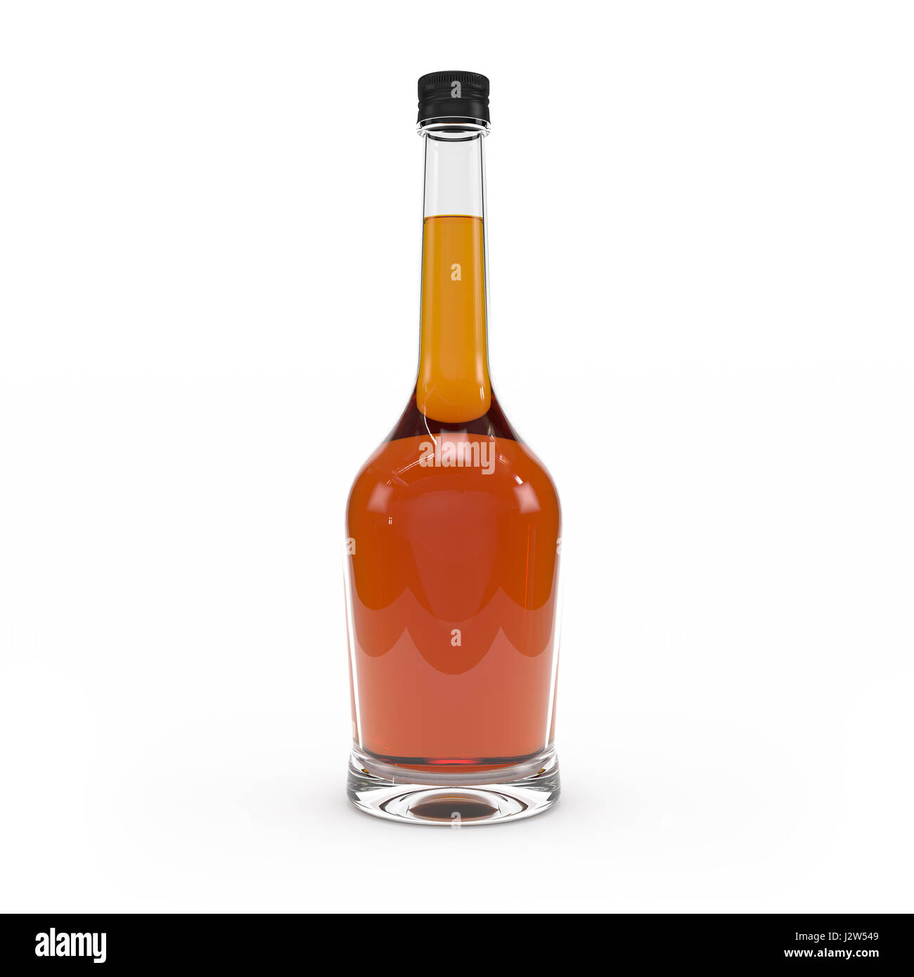 Whiskey bottiglia isolato 3d rendering su sfondo bianco Foto Stock