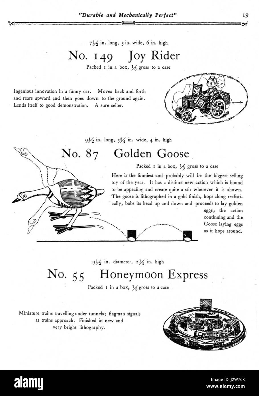 Il Marx Mechanical Toys Catalog del 1930 presenta una varietà di giocattoli a vento prodotti dalla Marx Toy Company. Il catalogo mette in risalto il design innovativo e la maestria artigianale dei giocattoli dei primi anni del XX secolo. Foto Stock