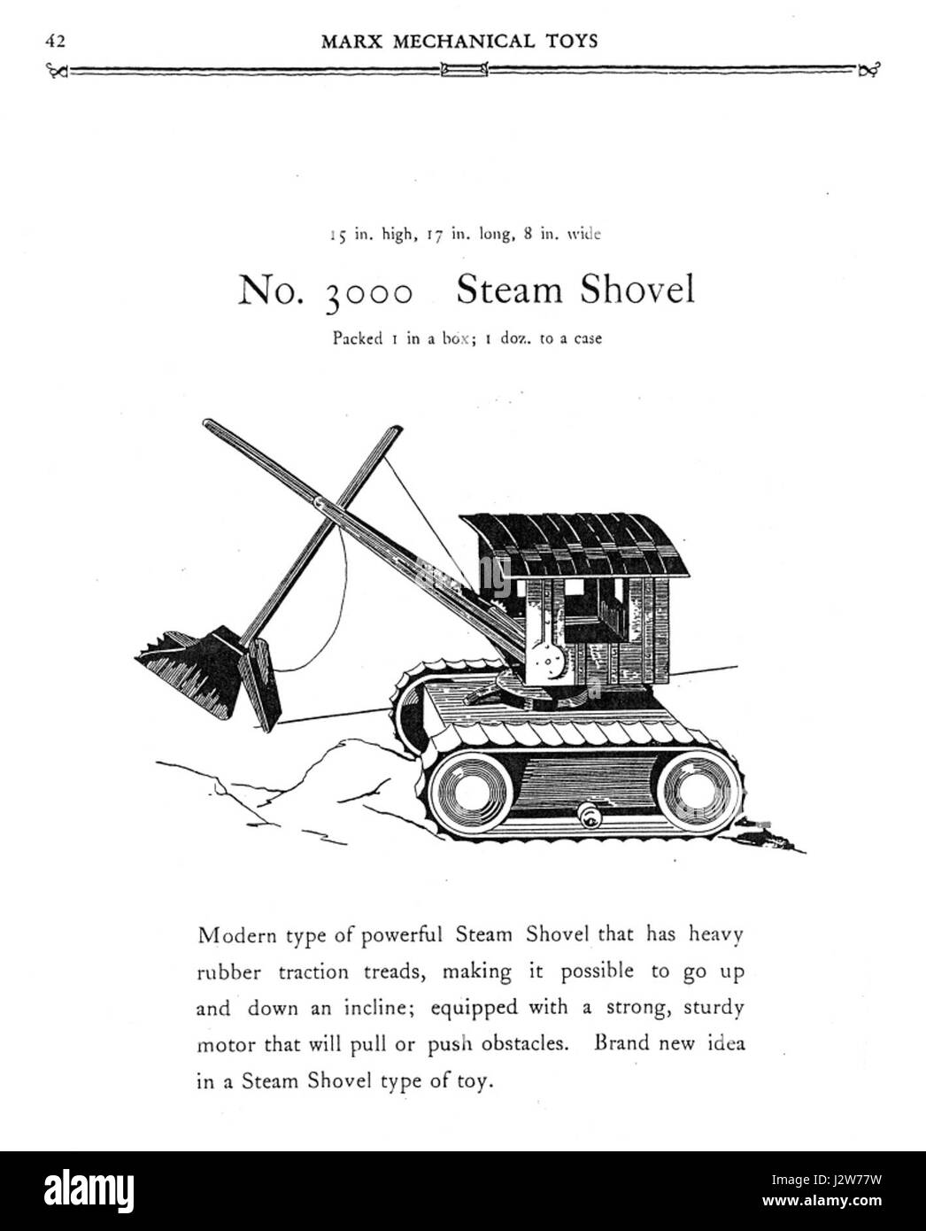 Il Marx Mechanical Toys Catalog del 1930 presenta vari modelli di giocattoli meccanici della Marx Toy Company. Il catalogo mostra una vasta gamma di giocattoli per il vento, tra cui auto, treni e action figure, popolari all'inizio del XX secolo. Questi giocattoli erano noti per i loro intricati meccanismi e valore da collezionare. Foto Stock