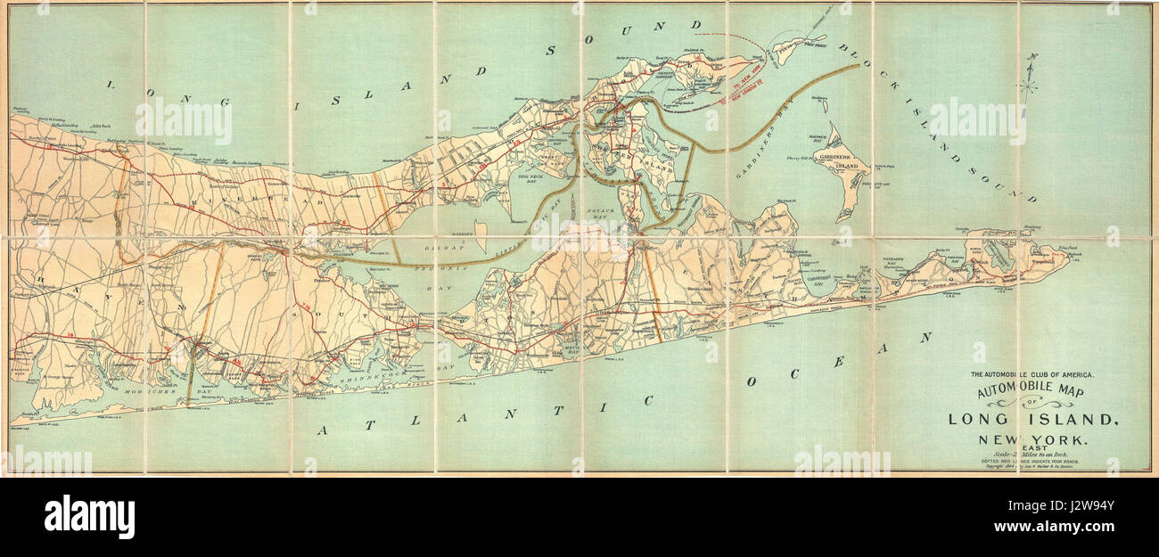 1905 Automobile Club Mappa della contea di Suffolk, Long Island - Geographicus - LongIslandEast-automobile club-1905 Foto Stock
