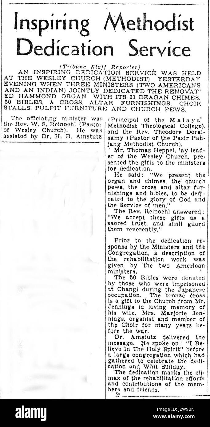 19480517-MalayaTribune-p3-WesleyMethCh-dedicationservice Foto Stock