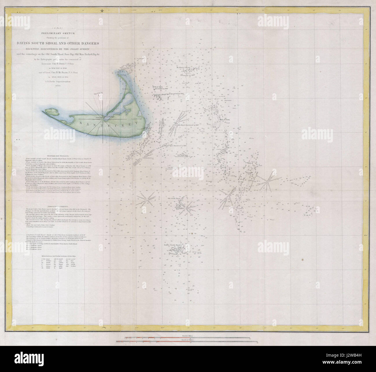 1852 U.S.C.S. La mappa o il grafico di Nantucket, Massachusetts - Geographicus - Nantucket-uscs-1852 Foto Stock
