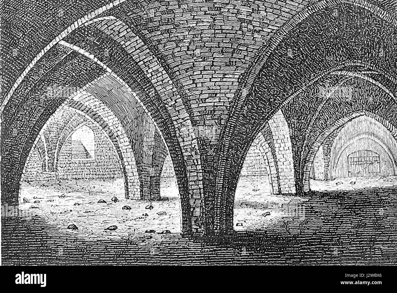 Il termine "hvaelvinger" si riferisce ai soffitti a volta trovati nell'ospedale di Aalborg, Danimarca. Queste caratteristiche architettoniche erano comuni negli edifici ospedalieri storici, mostrando elementi di design intricati per scopi sia strutturali che estetici. Foto Stock