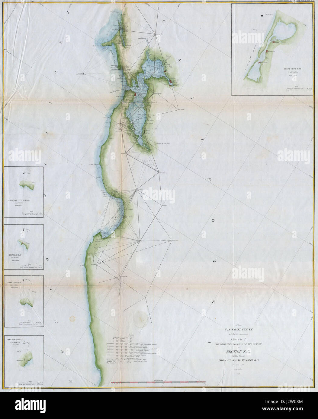 1857 U.S.C.S. Mappa di San Francisco Bay - Geographicus - SanFrancisco-uscs-1857 Foto Stock