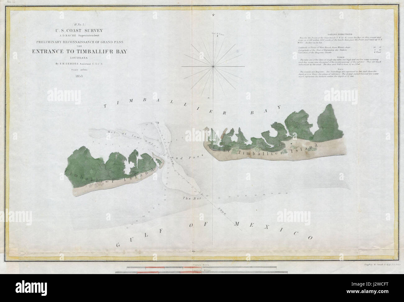 1853 U.S.C.S. Mappa di Timbalier Bay, Louisiana - Geographicus - TimballierBay-uscs-1853 Foto Stock