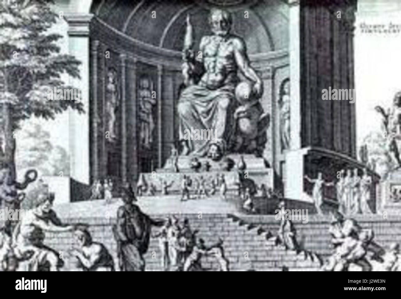 Questo titolo si riferisce probabilmente alla rappresentazione mitologica di Zeus, una figura centrale nella mitologia greca, raffigurante il suo ruolo e i suoi poteri nella cultura greca antica. Foto Stock