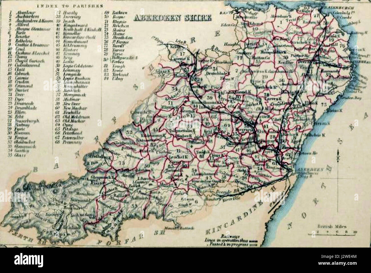 ABERDEENSHIRE civile mappa parrocchiale Foto Stock