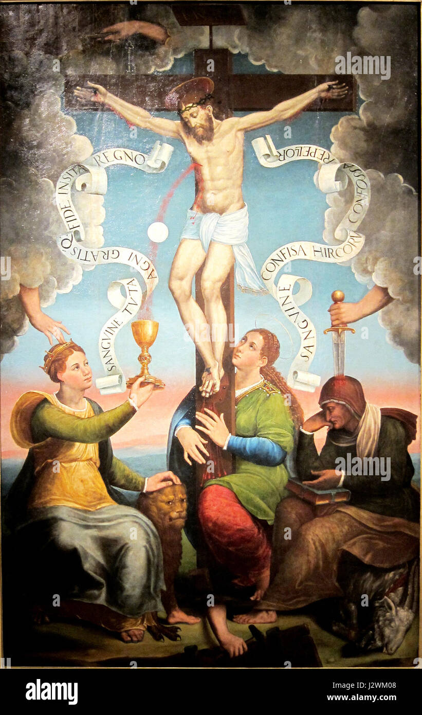 Questo riferimento si riferisce a una raffigurazione allegorica di una chiesa romana ad Ajaccio, probabilmente incentrata sul suo significato storico e religioso. Può includere rappresentazioni visive di elementi architettonici o spirituali romani. Foto Stock