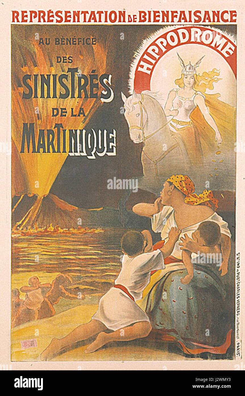 Affiche-Martinica si riferisce a un manifesto storico o a una pubblicità relativa all'isola caraibica francese della Martinica. Può rappresentare eventi culturali, sociali o commerciali nella regione, fornendo informazioni sulla vita storica ed economica dell'isola durante il periodo coloniale. Foto Stock