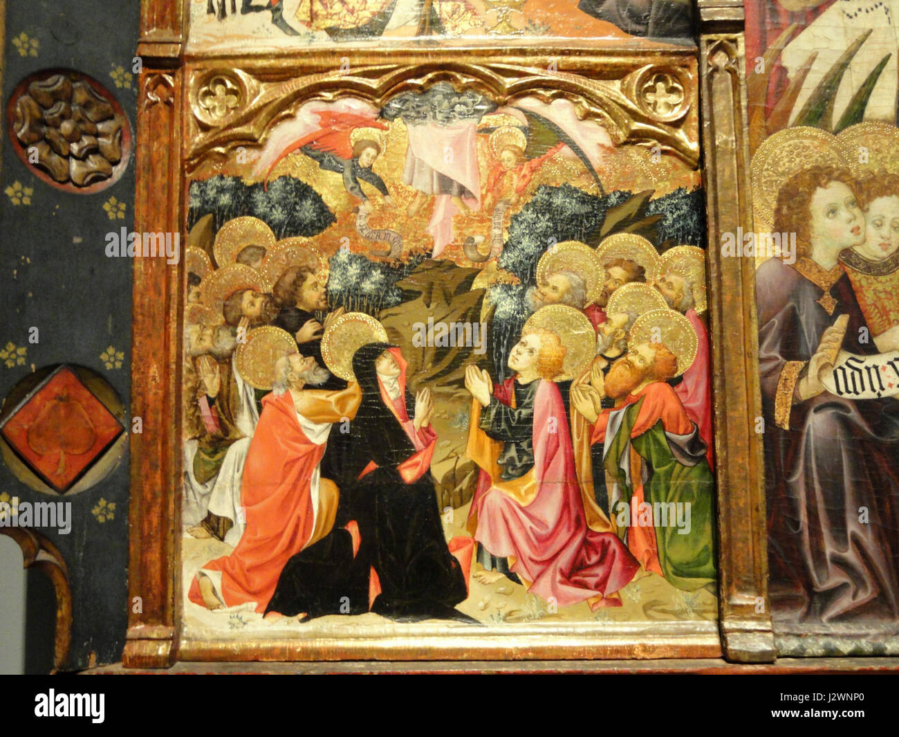 Pala d altare con scene della vita della Vergine (dettaglio), Gonzalo Perez workshop, Aragona Spagna, all inizio del XV secolo - Nelson-Atkins Museum of Art - DSC08355 Foto Stock Pala d altare con scene della vita della Vergine (dettaglio), Gonzalo Perez workshop, Aragona Spagna, all inizio del XV secolo - Nelson-Atkins Museum of Art - DSC08355 Foto Stock